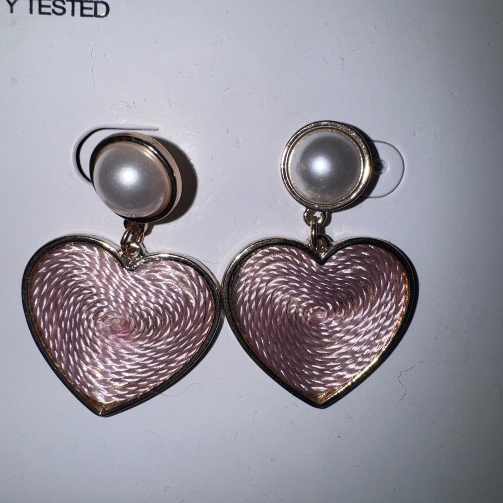 Elegant Pink Heart Earrings